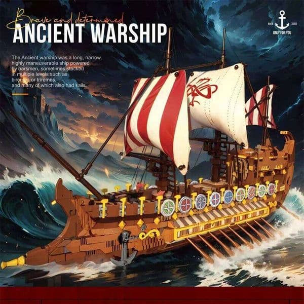 2073PCS Viking Longship Building Blocks Giant War Pirate Ship Model Bricks Desktop Ornaments Kids Educational Toys Holiday Gifts C260306