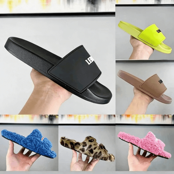 Designer Fashion slipper sliders Paris Furry Warm slides sandals slippers for men women Hot unisex Pool beach flip flops Size 35-45