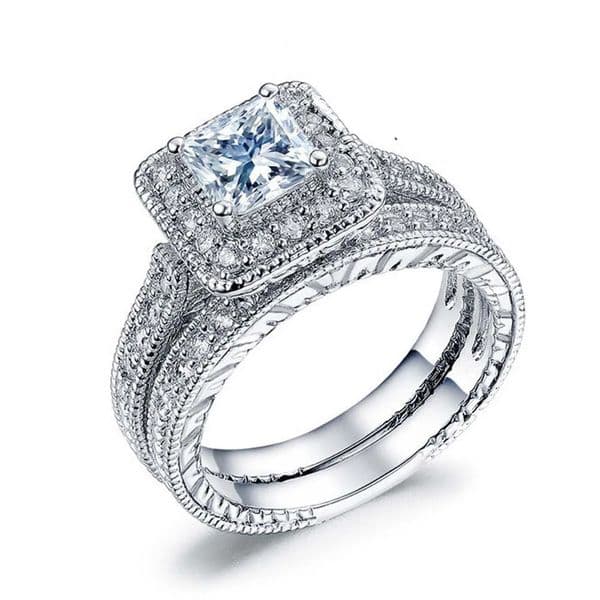 18k Gold Diamond Ring for Women To Couple Rings 2pcs Gemstone Anillos De Wedding Diamante Engagement Jewelry Fine Box 260309