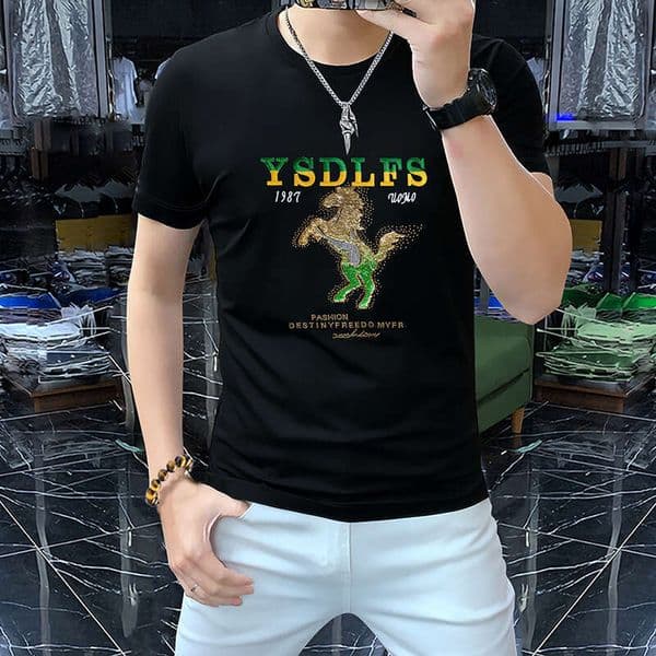 Fashion Men's Trend Sweatershirts Hoodies Heavy embroidery beads Winter Round Neck Long Sleeve Bottoming Shirt Top Man Clothing man short sleeve T-shirt