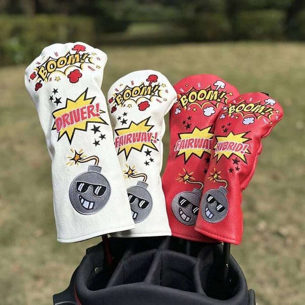 1pc Vibrant Comic-Style Golf Club Headcover with Zipper - Durable PU Material, Protects Driver, Fairway Wood & Hybrid 26W0309