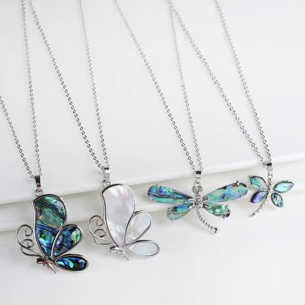 Creative Natural Shell n Insect Butterfly Dragonfly Pendant Necklace Personalized For Woman Party Vintage Jewelry Gift 260309