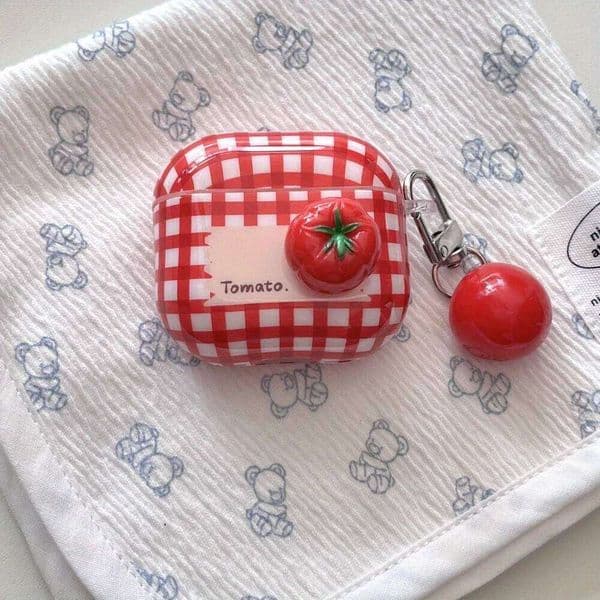 Red plaid tomato with pendant AirPodspro second-generation protective cover new 26Y0309