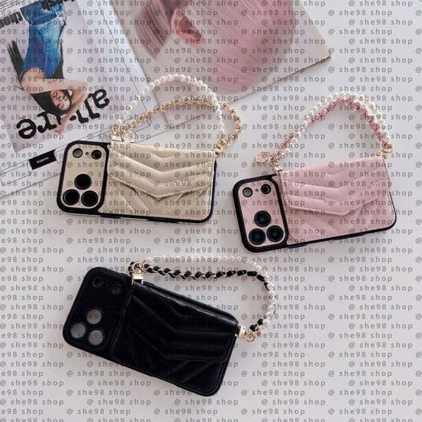 For iPhone 17 16 15 Pro Max Cases Designer Crossbody Phone Case With Card Holder Apple iPhone 14 13 12 Pro Max XR XS Case Luxury Makeup Mirror Wallet Cellphone Cases Cover