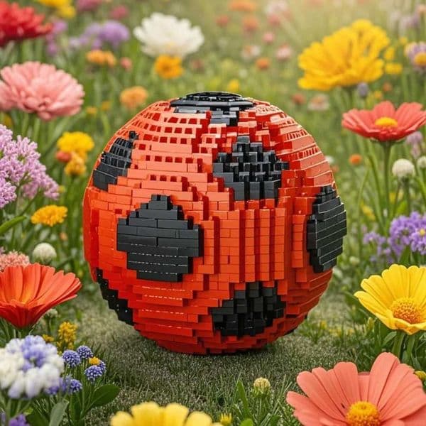 Unique Red Football Micro - building Blocks - Ideal Collectibles for Football Enthusiasts and Perfect Desktop Decorations X260309