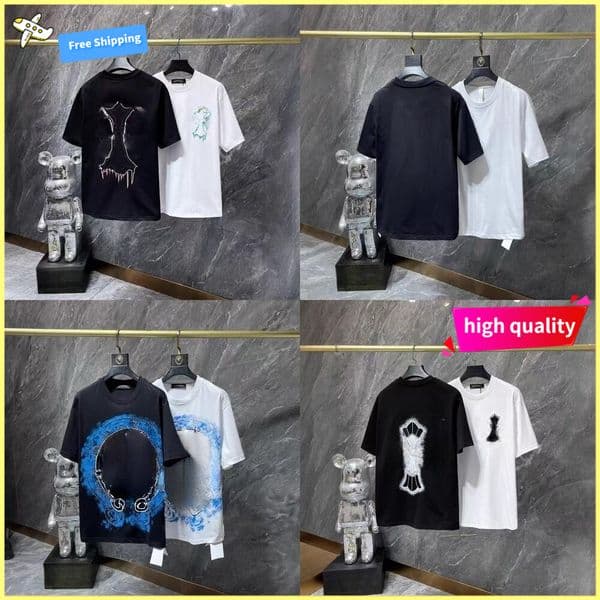 chromelys heart shirt Desiner T shirts men Luxury t shirt Men Loose Tshirts Cotton Letter Printed Black tshirt High Quality Streetwear women Short Sleeve eb