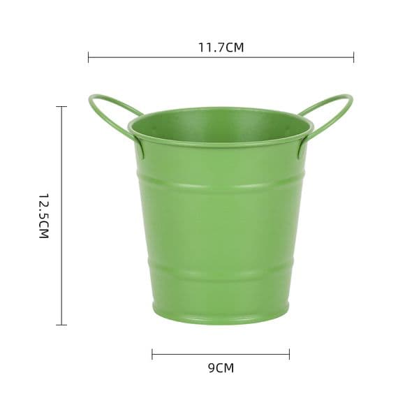 Mini Galvanized Metal Flower Bucket Indoor Garden Decorative Plant Pot Shabby Chic Succulent Planter with Handle Home Wedding Party Decor