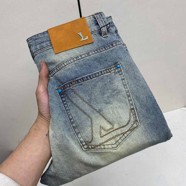 Men's Jeans Designer Spring/Summer new high-end men fashion slim-fit straight-leg jeans Heavy Craft Luxurious denim pants IU00
