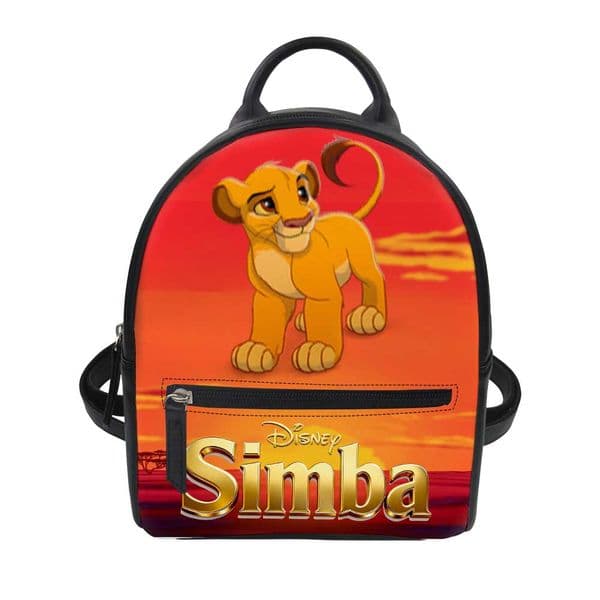 Simba Woman Girls PU Backpack Disney Cartoon The Lion King Decorate Leather Bags Design Your Photo Logo Text Custom Cute Little Backpack Gifts