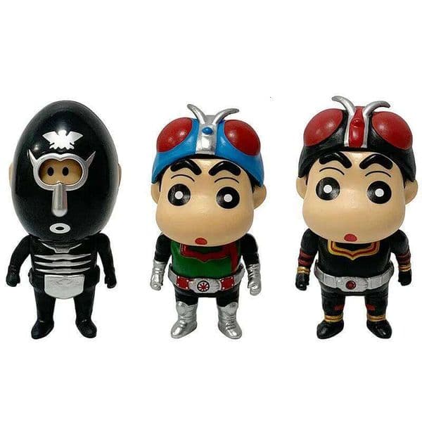 New Crayon Shin-chan Cos Kamen Rider Action Figures Pvc Model Toys Car Desktop Decorations For Children's Charm Birthday Gifts X260304