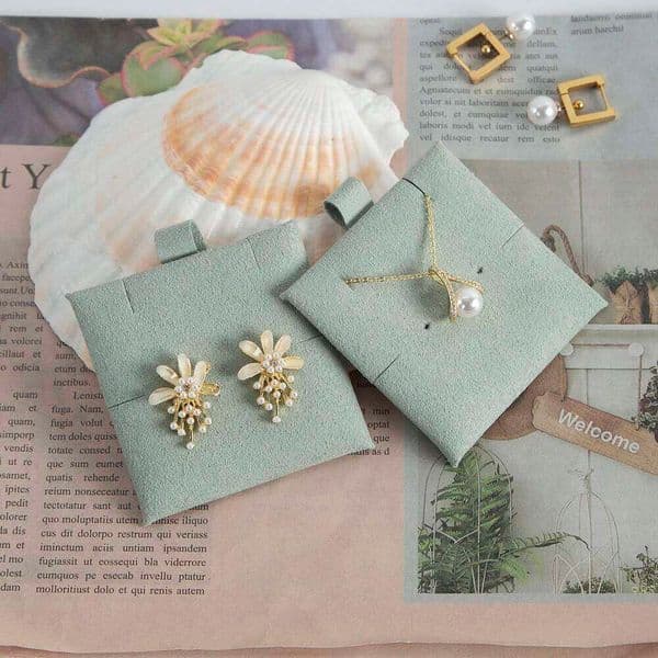 5pack 6x6cm Beige Microfiber Handmade Packaging Necklace Earring Bracelets Display Card Jewelry Box Pouch Insert Pad 26W0310