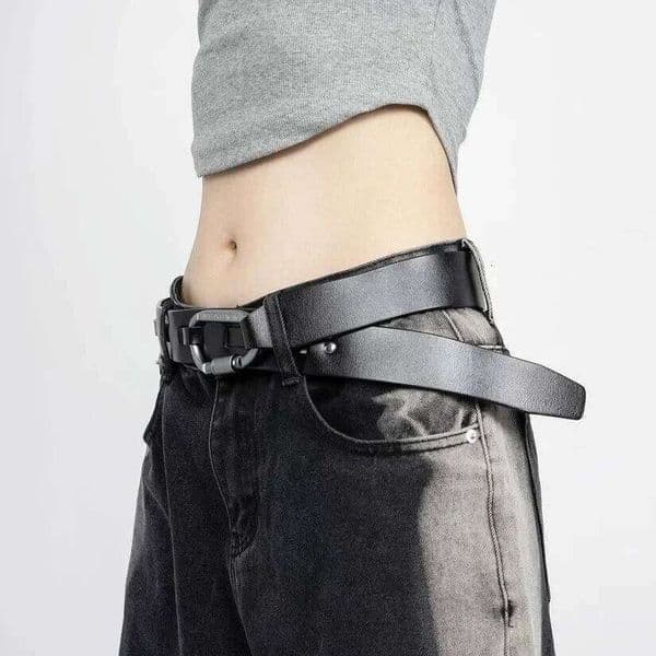 Outdoor Trend Designer Wind Silver Grey Climbing Buckle Letter Y2k Engraving Function Black Belt Men's Women's Accessories H260310