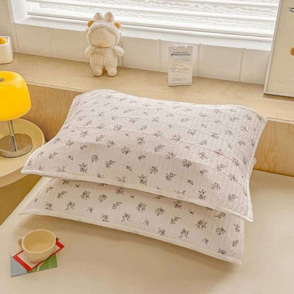 Practical Cartoon Printing Cotton Pillowcase Quilted Double-Layer Pillow Skin-friendly Elastic Band Cushion Cover Bed Room 26H0310