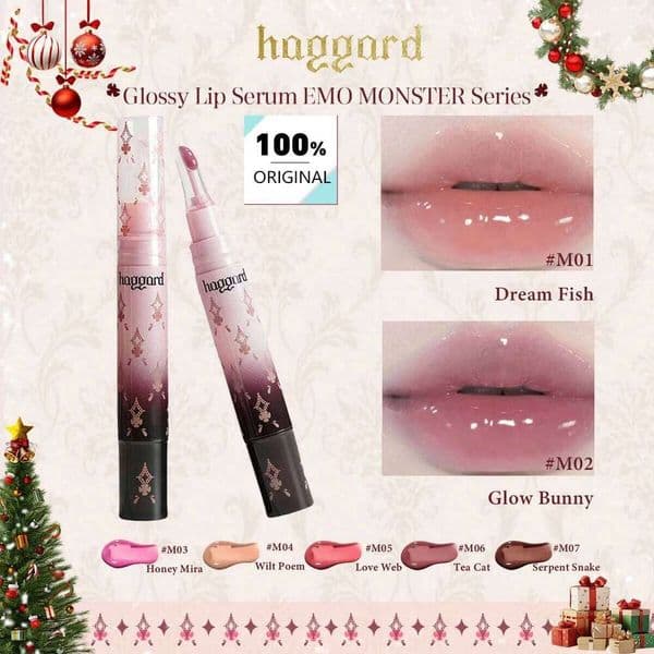 Haggard Glossy Serum EMO MONSTER Series,Serum-Inspired Lip Gloss,Water-Light Texture,Plumping Effect,Micro-Shimmer,Present Z260310