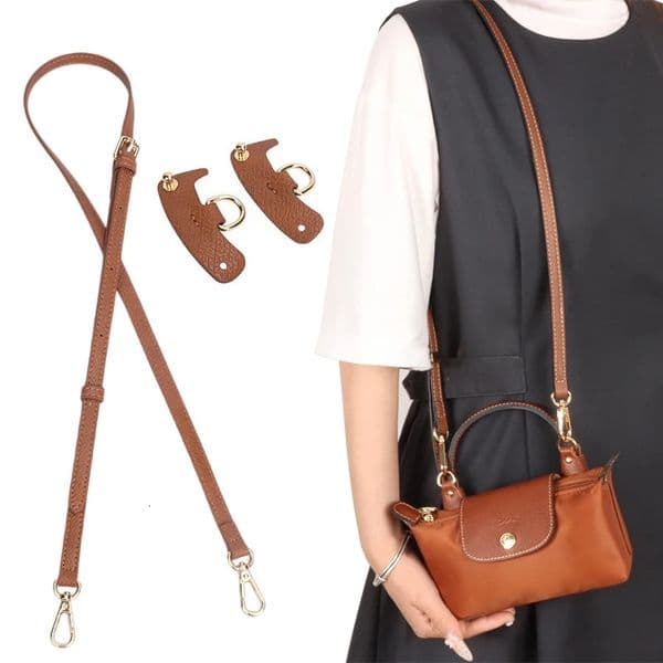 1 Set Bag Strap For Longchamp Mini Punch-free Genuine Leather Shoulder Strap Set Transformation Crossbody Strap Bag Accessories260228