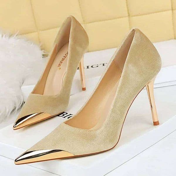 Lady 10cm High Evening Green Suede Pumps Scarpins Wedding Bridal Velvet Stiletto Heels Girls Fetish Metal Toe Party Shoes
