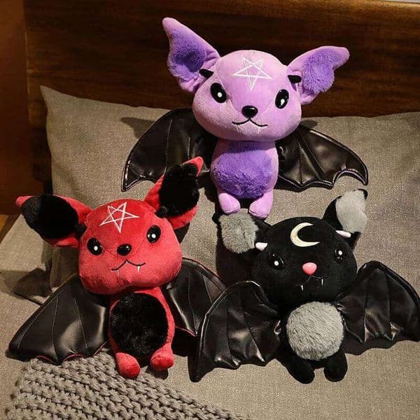 Plushy Four-color Demon Bat Cartoon Soft Model Kids Christmas Halloween Holiday Gifts Horror Style Home Deco L260310