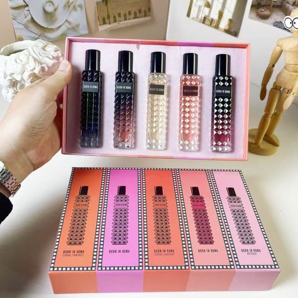 Luxuries Designer set Rome Born Strong Coral Fantasy Perfume Men Women set 5pcs 15ml Long Lasting Scent Eau De cologne Toilette Luxury Unisex Cologne Spray