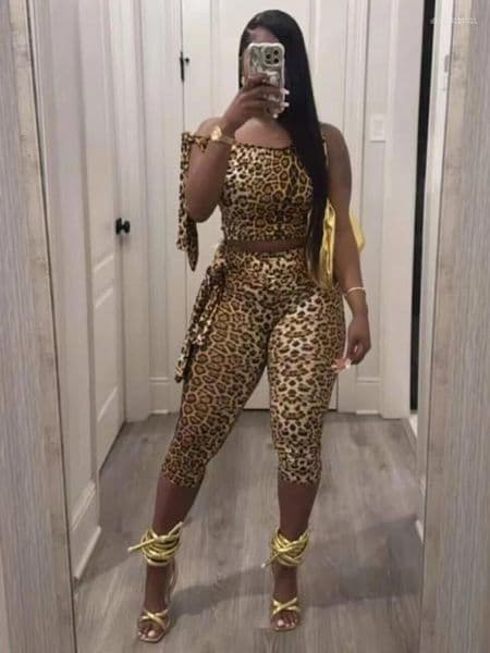 Women's Tracksuits Weird Puss Summer 2 Piece Set Women Leopard Print Inclined Shoulder Tank Tops Shorts Stretch Tight Matching Streetwear