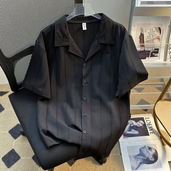Versatile Artistic Designer Shirt Collar Shirt Men's Short Sleeve White Summer Trendy Popular New Style Elegant