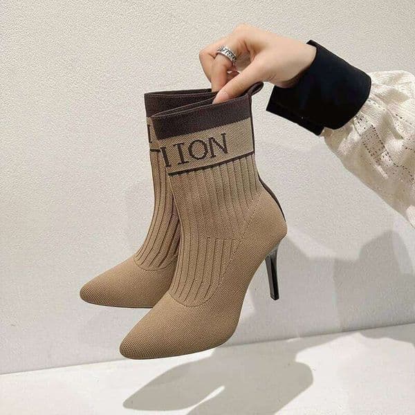 High Heels Women Ankle Sock Sexy Pointed Toe Autumn 2025 New Dress Stiletto Shoes Chelsea Boots Woman Pumps Botas