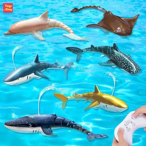 RC Shark Spray Water Electric Whale Kids Toy Remote Control Dolphin Animal Bath Tub Pool Simulation Submarine Fish Swimming Game 260306