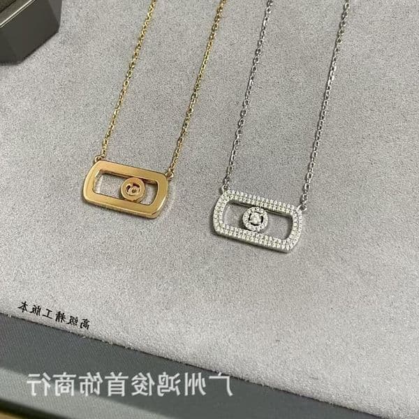 designer jewelry messikass necklace Inlaid Fashion Single Diamond Sliding Bead Necklace for Women with Rose Gold Plated Full Diamond Pendant