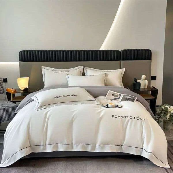 Pure long staple bedding set of four, all cotton matte bed sheet and duvet cover L260601