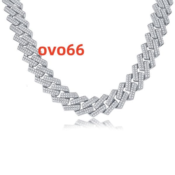 Moissanite Miami Cuban Link Chain Iced Out 2rows 14mm VVS Pass Diamond GRA Hip Hop 925 Sterling Silver Fine Jewelry Men Necklace
