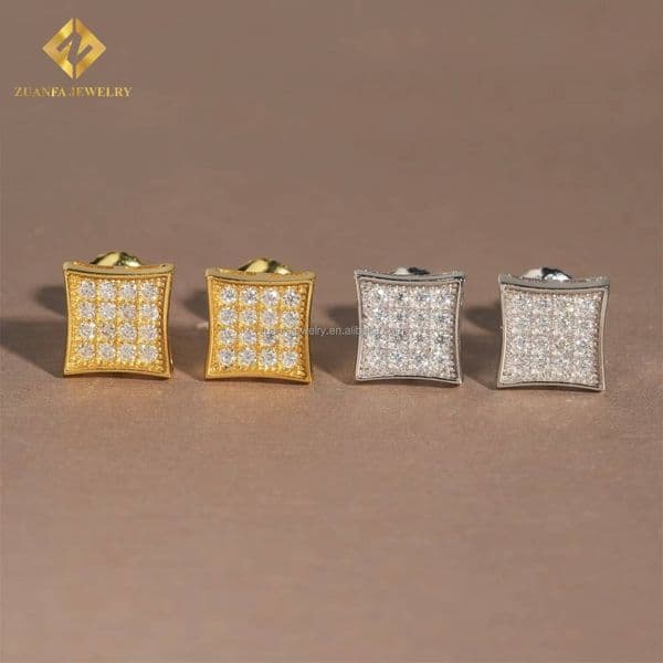 Best Selling Popular Man Rapper Jewelry GRA Certificate Iced Out Fine Hip Hop Screw Back S925 VVS1 Moissanite Stud Earrings