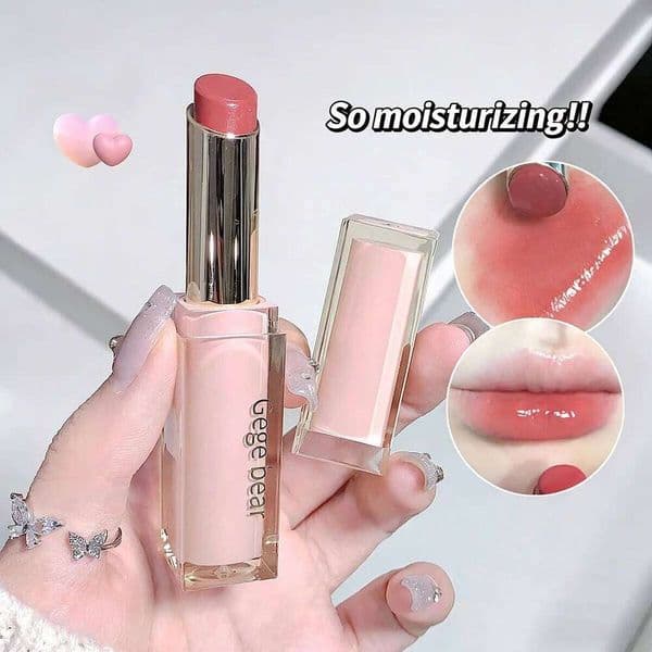 Silky Glossy Lipstick Gege Bear Pump Lips Moisture Water Bomb Comfortable Ultra Sheen Non-Stick Cup Lip Balm Z260310