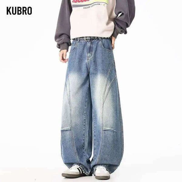 Men's Loose Casual Jeans Street Style Distressed Washed Straight Leg Pants Retro Vintage Luxury Jean men wide jeans Four Seasons C260310