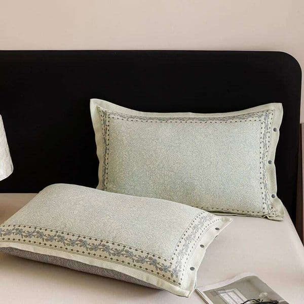 2025 new cotton linen gauze color-woven jacquard pillowcase 48 * 74cm/pillow core cover pair, comfortable for home use 26H0310