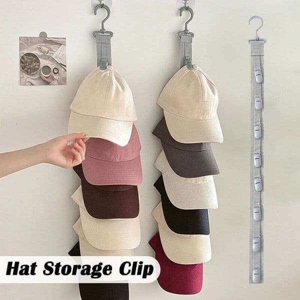 Storage Clip- PC Material Hat Rack featuring 4/8 clips Vertical hanging Suitable for home and wardrobe hat Clothing storage 26W0310