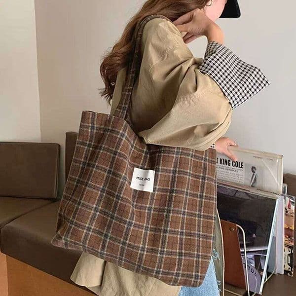Autumn and winter checkered tote ins laid-back single-shoulder bag, large-capacity handbag, for daily commuting XJ260310
