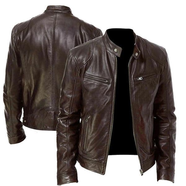 Motorcycle Equipment Mens Pu Leather Motorcycle Jacket Stand-up Collar Casual Leather Jacket Black Moto Racing Riding Jacket 260307