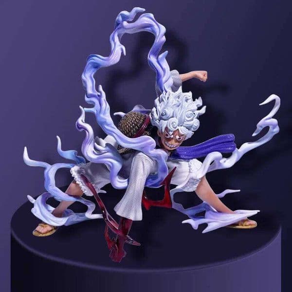 2026 New One Piece Nika Luffy Figure Sun God Gear 5 Red White Pants Squat Pose Model Desk Car Decor 99 Toy