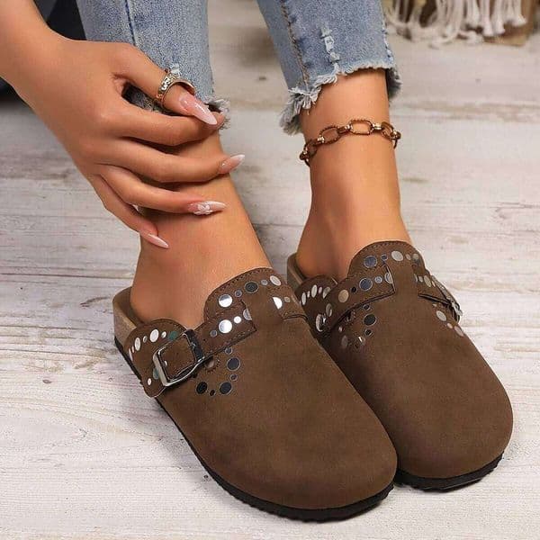 *Summer New Round Head Coarse Heel Comfortable Casual Fashionable Sexy Elegant Baotou Flat Slippers for Women