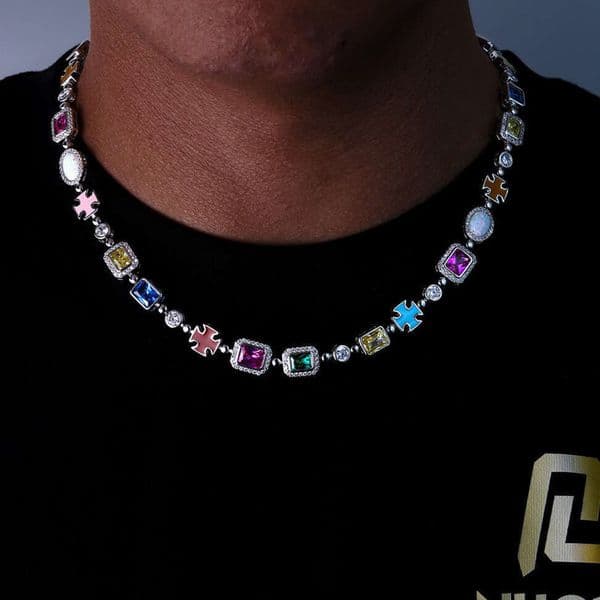 Pendant Necklaces Necklaces Designer for women Luxury Jewelry men Multicolor Gem Stone Enamel Cross Chain Gold Plated Big Gemstone Daily outfit Necklace