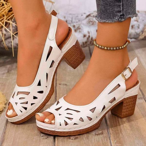 *Fashionable Hot Selling Comfortable High-heeled Summer New Round Headed Elegant Fish Mouth Casual Sandals for Women