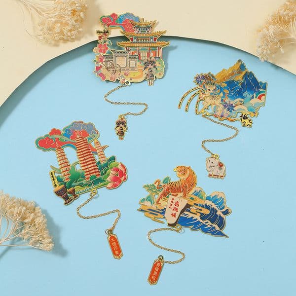 New cultural and metal bookmarks Chinese style creative souvenirs wholesale of student travel attraction commemorative stationery