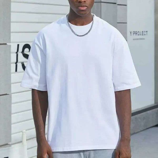 Summer Men's T Shirts Solid Color Cotton Top Dropshoulder Plus Size Breathable Tee Oversized Short Sleeve Men Tshirt Tops Z260310