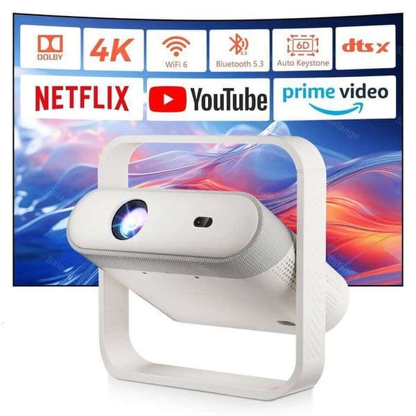 Salange 1080P Projector Android Auto Focus BT5.4 WIFI6 70mm Ultra-Thin RGB Ambient Light HiFi Speaker for Home Cinema P40 26Y0310