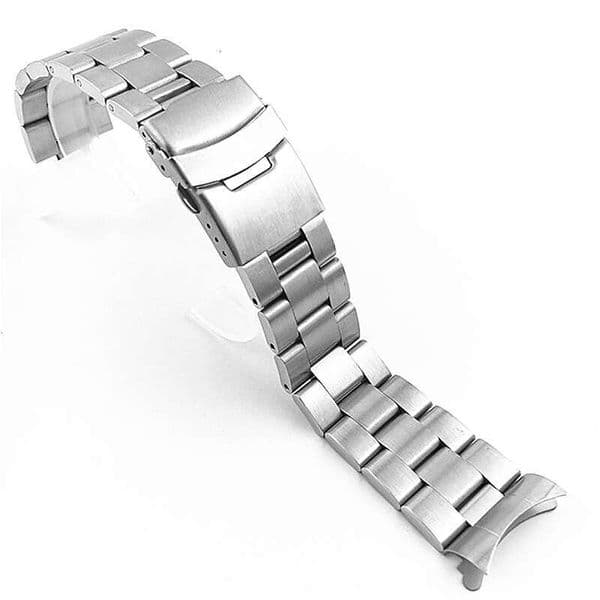 SKX007009 Substitute Diving Three-Bead Stainless Solid Watch Band Curved End 20 22mm Brushed Black Steel Chain