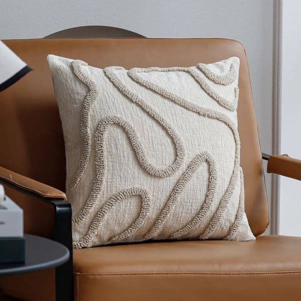 Boho Style Chenille Decorative Throw Pillow Cover Soft Geometric Lines Cushion Covers 45x45 3-color Pillowcase Sofa Living Room 260306