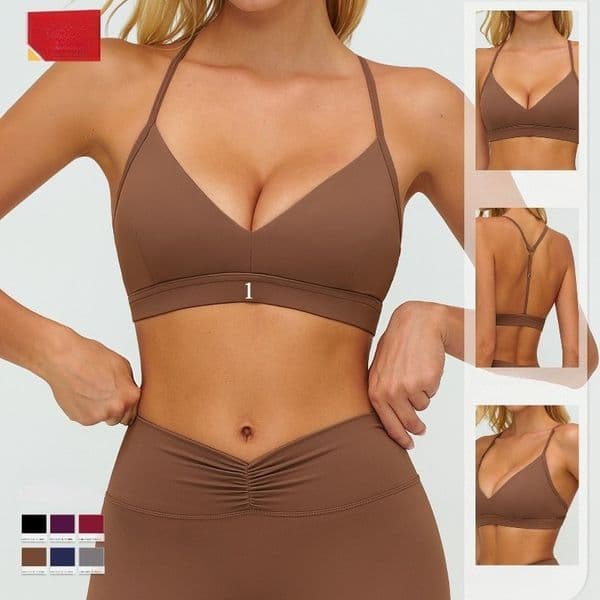 A9313 V-neck Yoga Bra Y-shaped V Neck Two Piece Set Adjustable Sports Shorts Underwear Fitness Running Sports Tracksuit