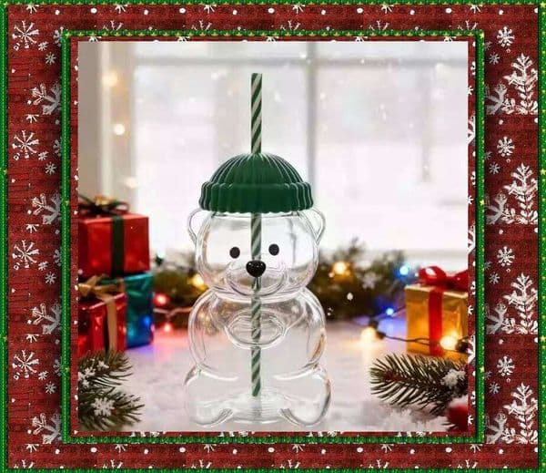 500ml Coffee Beer Wine Cocktail Beverage Utensils Cute Bear Straw Glass Cup Durable And Convenient L260601
