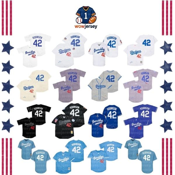 Vintage 1955 Retro 42 Jackie Robinson Baseball Jersey Cool Base Team Color Blue White Grey Black All Stitching For Sport Fans Retire Cooperstown High Quality