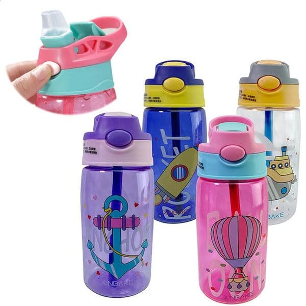 480Ml s Sippy Cup Water Bottles Creative Cartoon Feeding With Straws And Lids Spill Proof Portable Toddlers Drinkware 260306