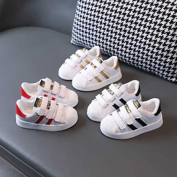 Children's White Sneakers Fashion Breathable Non-Slip Hook & Loop Casual Outdoor Shoes for Toddler Boys GirlsT260311